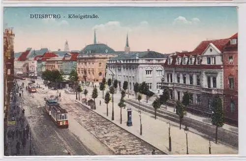 92454 Ak Duisburg Königstrasse mit Strassenbahn um 1910