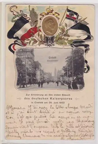 93718 Patriotika Präge Ak Crefeld Rheinstrasse 1902