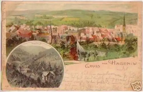 16682 Ak Lithographie Gruss aus Hagen in Westf. 1903