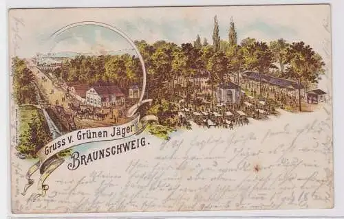 90291 AK Gruss vom Grünen Jäger Braunschweig - Luftaufnahme der Gaststätte 1895