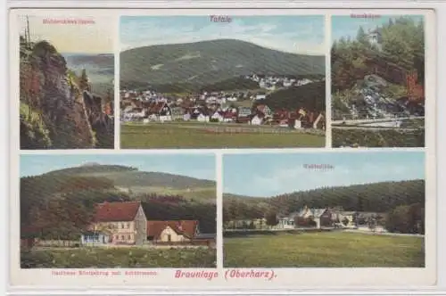 95432 Mehrbild Ak Braunlage Hahnenkleeklippe, Totale, Steinklippe, Gasthaus usw.