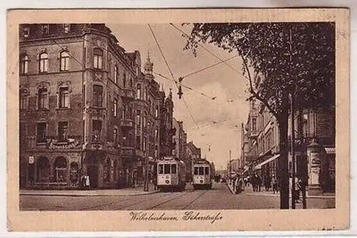 63687 Ak Wilhelmshaven Gökerstrasse mit Strassenbahnen 1914