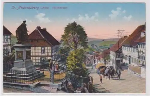 95305 Ak St. Andreasberg Harz - Breitestraße, Denkmal, Fachwerkhäuser um 1920