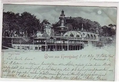 59572 Mondscheinkarte Gruß aus Heringsdorf Strand Casino 1898