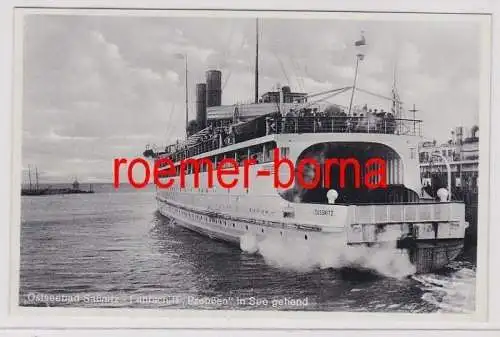 85146 Foto Ak Ostseebad Saßnitz Fährschiff 'Preußen' in See gehend um 1940