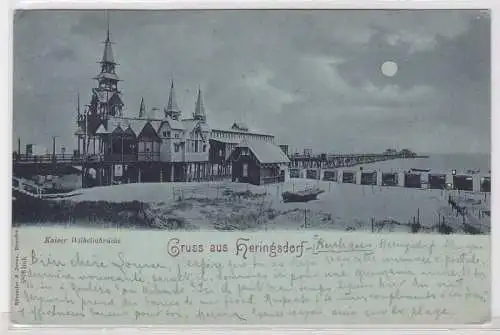 90862 Mondschein AK Gruss aus Heringsdorf - Kaiser Wilhelmbrücke 1899