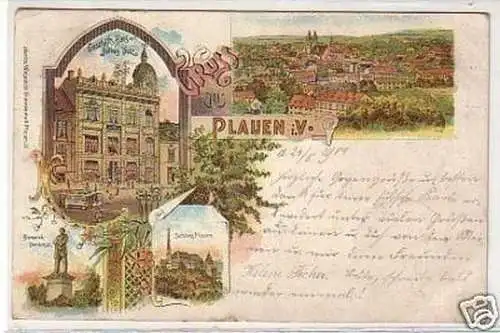 33742 Ak Lithographie Gruss aus Plauen im Vogtl. 1901