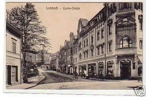 32785 Ak Limbach Gartenstraße mit Geschäften 1910