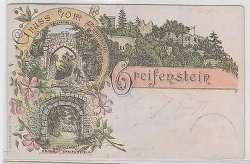 63229 Vorläufer Ak Lithographie Gruss vom Greifenstein, Ruine, Blankenburg 1894