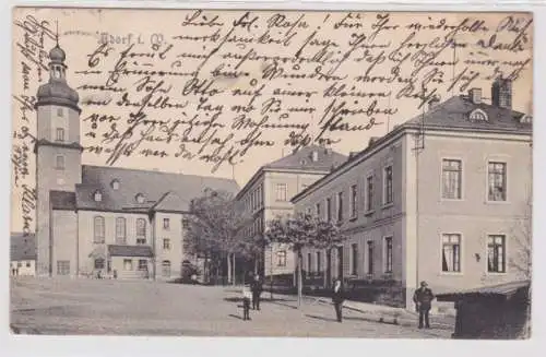 21662 Ak Adorf im Vogtland Kirchplatz Blick auf die Michaeliskirche 1901