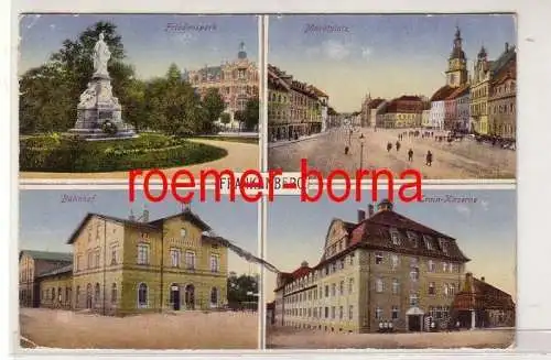 79712 Mehrbild Ak Frankenberg Bahnhof, Trainkaserne, Friedenspark um 1915