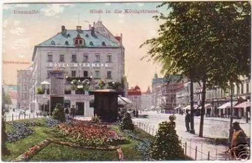 19116 Ak Chemnitz Hotel Herrmann Königstraße 1912