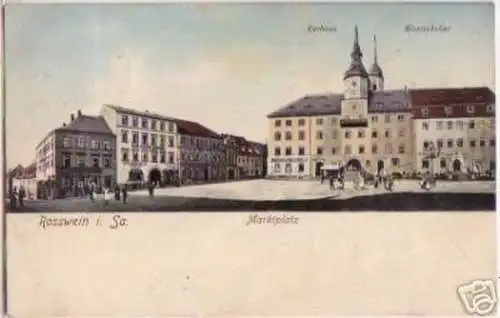 17713 Ak Rosswein in Sa. Marktplatz Klosterkeller 1907