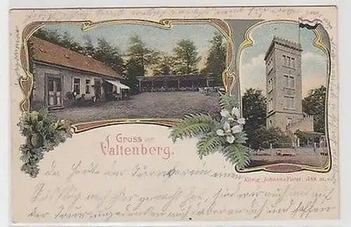 17876 Ak Lithografie Gruss vom Valtenberg mit König Johann-Turm um 1915