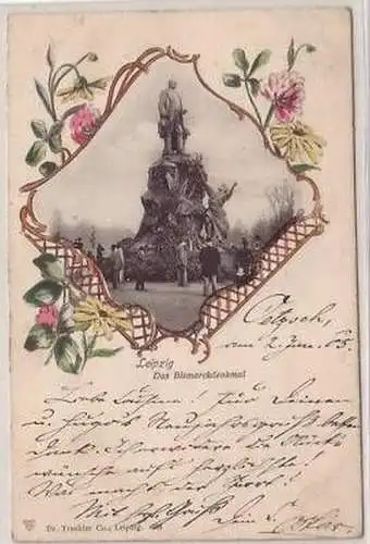 19/3 Blumen-Ak Leipzig Das Bismarckdenkmal 1905