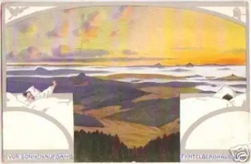 16704 Künstler Ak Fichtelberghaus vor Sonnenaufgang1913