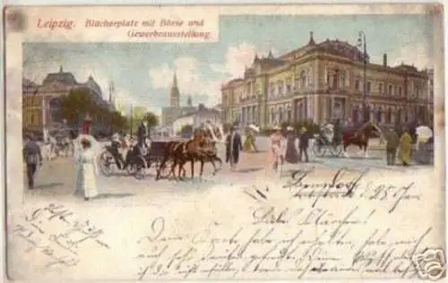 13699 Ak Leipzig Blücherplatz mit Börse 1903