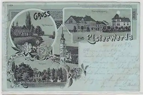 58248 Mondscheinkarte Gruß aus Elsterwerda 1899