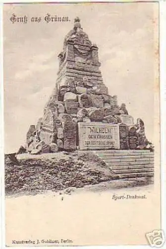 08096 Ak Gruss aus Grünau Sport Denkmal 1899