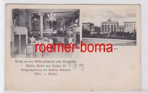 81947 Mehrbild Ak Berlin Gruß aus dem Weinrestaurant zum Treppchen 1909