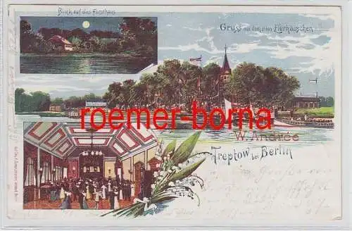 79790 Ak Lithographie Gruss aus dem alten Eierhäuschen Treptow bei Berlin 1899