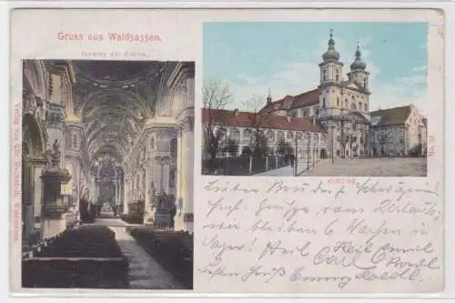 56431 Mehrbild Ak Gruss aus Waldsassen - Kirche und Inneres der Kirche 1901