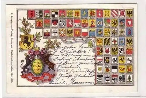 46446 Ak Gruss aus Württemberg Wappen 1900