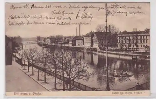 94066 AK Heilbronn am Neckar - Partie am oberen Neckar mit Ruderboot 1908