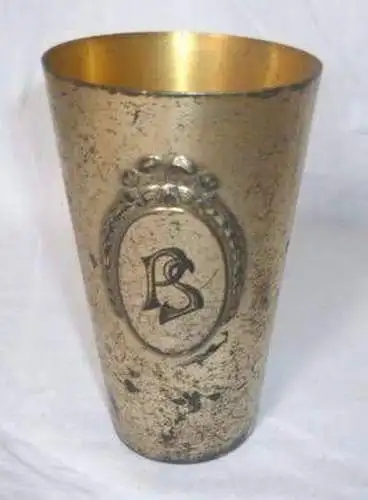 Versilberter Becher WMF mit Initialen PS um 1930