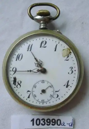 schöne kleine Nickel Herren Taschenuhr um 1920 (103990)