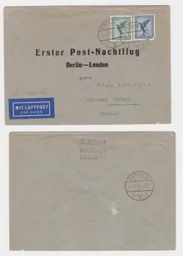 94558 Luftpostbrief Flugpost Erster Post-Nachtflug Berlin-London 1. Mai 1929