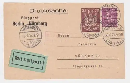 94777 Flugpost Ganzsachen Luftpost Berlin - Nürnberg Luftpostamt Nürnberg 1923