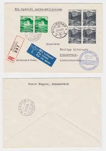 94790 Flugpost Nationale Briefmarken-Ausstellung Sept. 1938 Aarau - Bellinzona