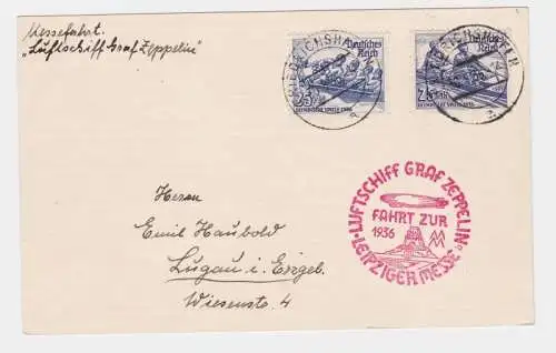 93719 Zeppelinpost Luftschiff LZ 127 Graf Zeppelin Messefahrt 1936 Leipzig Messe