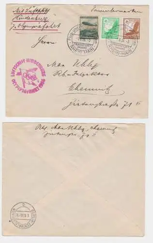 10963 Zeppelinpost Luftschiff Hindenburg Olympiafahrt 1936 Berlin - Rhein-Main