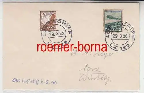 66722 Zeppelin Brief mit Luftschiff LZ 129, 29.3.1936