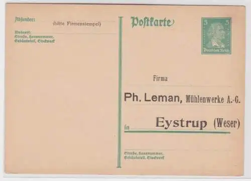 96745 DR Ganzsachen Postkarte P170 Zudruck Ph. Lehmann Mühlenwerke AG Eystrup