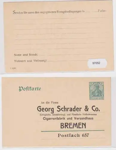 97052 Ganzsache Postkarte P78 Zudruck Georg Schrader & Co. Cigarrenfabrik Bremen