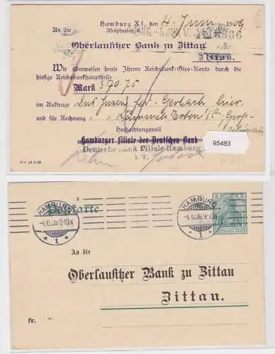 95483 DR Ganzsache Postkarte P78 Zudruck Oberlausitzer Bank zu Zittau 1909