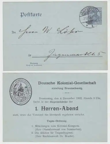 95837 DR Ganzsachen Postkarte P63Y Deutsche Kolonial-Gesellschaft Braunschweig