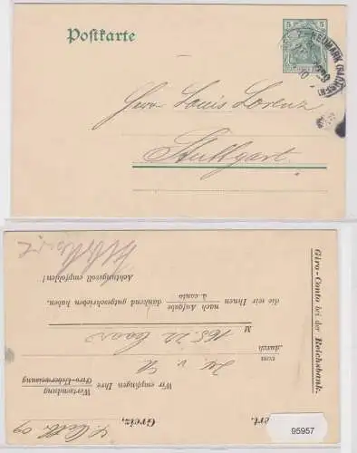 95957 DR Ganzsache Postkarte P78 Zudruck Gebrüder Albert Greiz 1909 Bahnpost