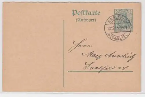 96082 DR Ganzsachen Postkarte P104A Stadtpost Saalfeld 13. Dezember 1915