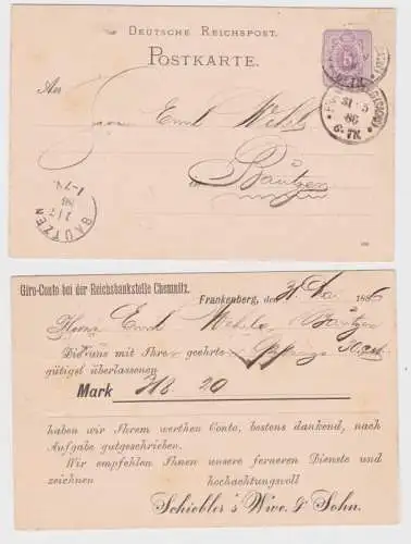 93933 Ganzsachen Postkarte P12 Zudruck Schiebler's Wive & Sohn Frankenberg 1886