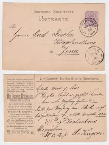 70084 DR Ganzsache Postkarte P12 Zudruck L. v. Vangerow Buchhandlung Bremerhaven