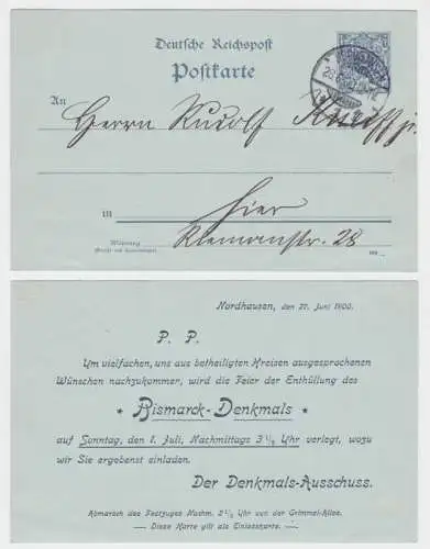 64052 DR Ganzsachen Postkarte P40 Zudruck Bismarck Denkmal-Schutz Nordhausen