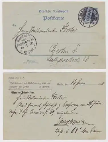 65741 DR Ganzsachen Postkarte P40Aa Zudruck Armen-Direction Berlin 1900