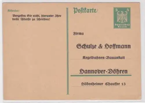 69790 DR Ganzsachen Postkarte P156 Zudruck Schulze&Hoffmann Bauanstalt Hannover