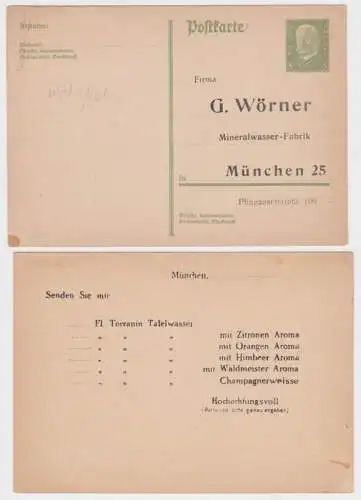 97003 DR Ganzsache Postkarte P180 Zudruck G. Wörner Mineralwasser-Fabrik München