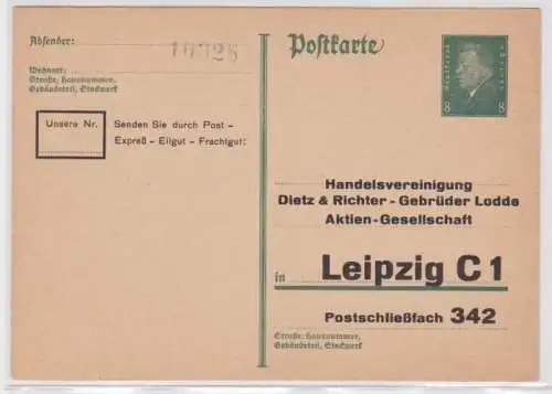 97867 Ganzsachen Postkarte P181 Zudruck Dietz & Richter Gebr. Lodde AG Leipzig