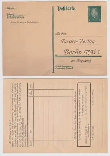 97883 DR Ganzsachen Postkarte P181 Zudruck Auftragsliste Furche-Verlag Berlin